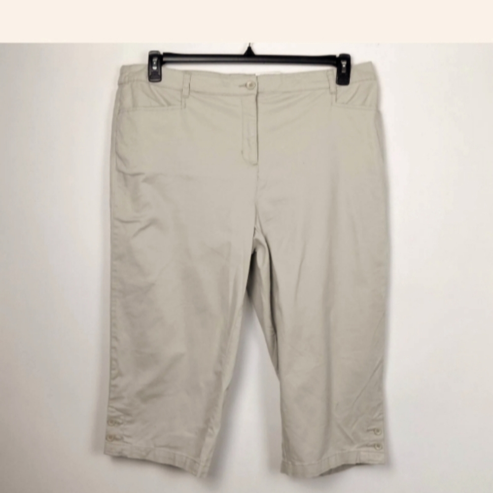 KAREN SCOTT  WOMENS PLUS  TUMMY CONTROL STONEWALL COMFORT CAPRIS 16W...#C-0063